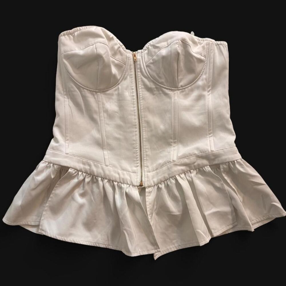 Prettylittlething size 10 Women's White Corset with gold zipper